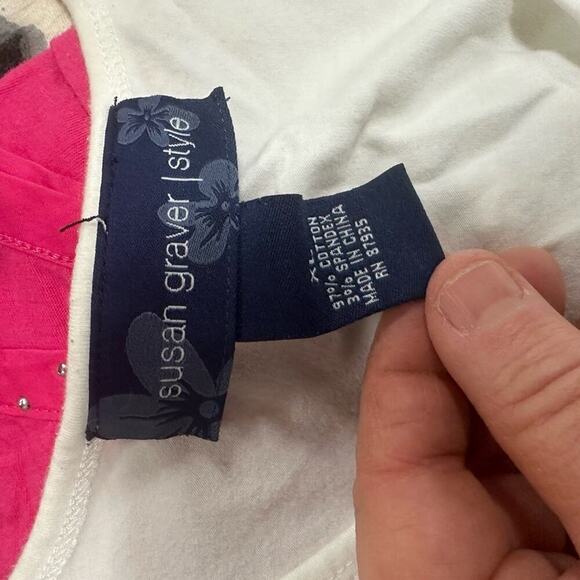 Susan Graver White Tank Top with Textured V-Neck - Picture 2 of 3